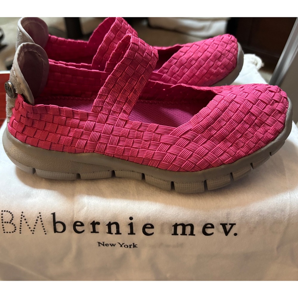 Bernie Mev Catwalk Mary Jane girls Euro 33 US 2 Pink Woven Elastic Flats Shoes‎